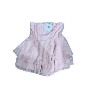 Princess Polly Romper Womens Size 10 Pink Strapless Layered Skirt Floral Feminin